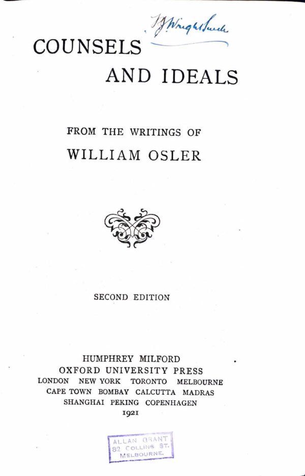 Counsels and Ideals- From the Writings of William Osler William Osler - inside