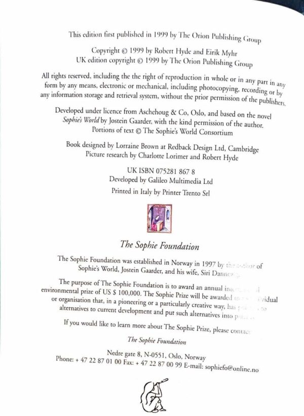 Sophie's World- Journal and Book of Days Robert Hyde Eirik Mhyr - imprint