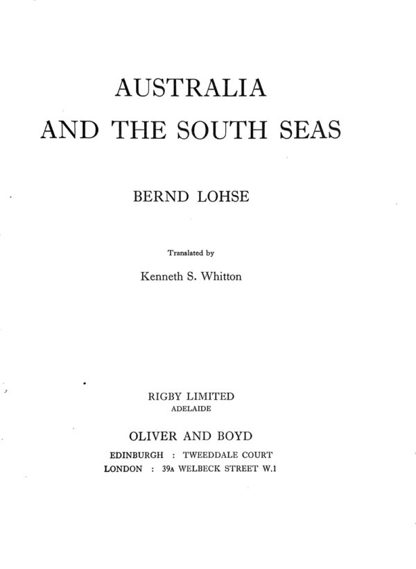 Australia and the South Seas Bernd Lohse title