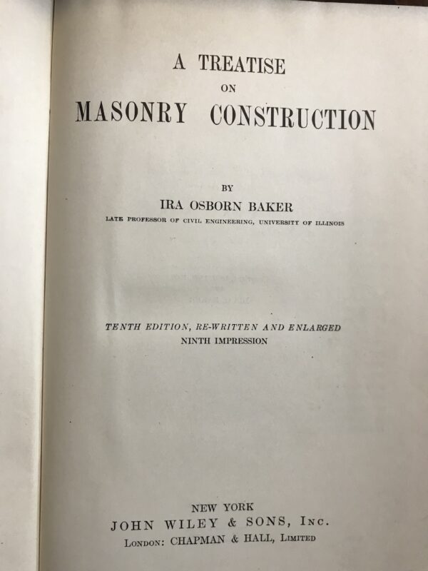 A Treatise on Masonry Construction Ira Osborn Baker title