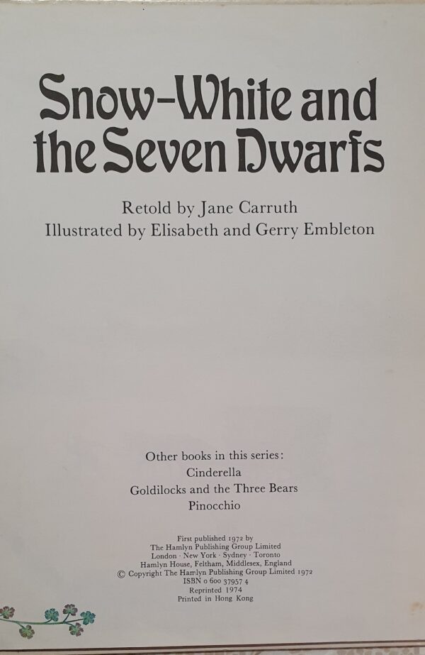 Snow-White and the Seven Dwarfs Jane Carruth Elisabeth Embleton, Gerry Embleton title
