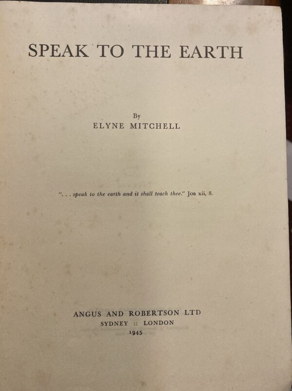 Speak to the Earth Elyne Mitchell title